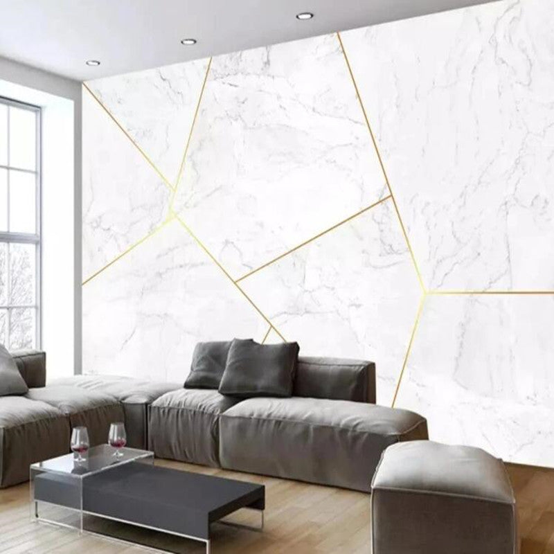 Modern Marble Gold Lines Geometry Geometric Wallpaper Wall Mural