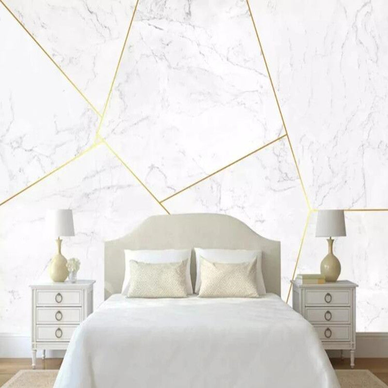 Modern Marble Gold Lines Geometry Geometric Wallpaper Wall Mural