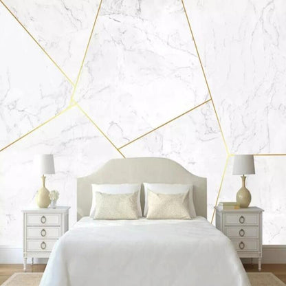 Modern Marble Gold Lines Geometry Geometric Wallpaper Wall Mural