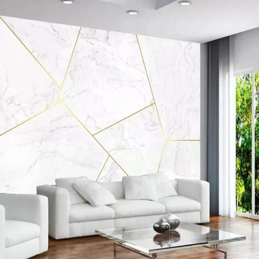 Modern Marble Gold Lines Geometry Geometric Wallpaper Wall Mural