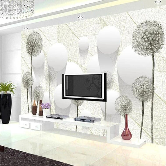 3D Stereoscopic Dandelion Flower Circle Balls Wallpaper Wall Mural Home Decor