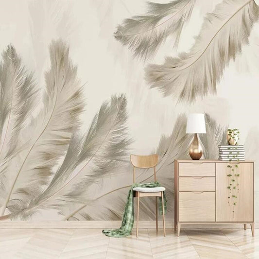 Modern Minimalist Nordic Feathers Wallpaper Wall Mural Wall Decor