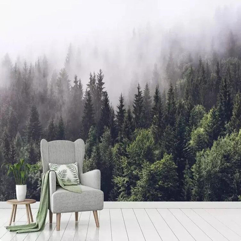 Abstract Foggy Forest Trees Landscape Wallpaper Wall Mural