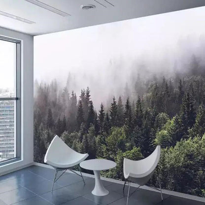 Abstract Foggy Forest Trees Landscape Wallpaper Wall Mural