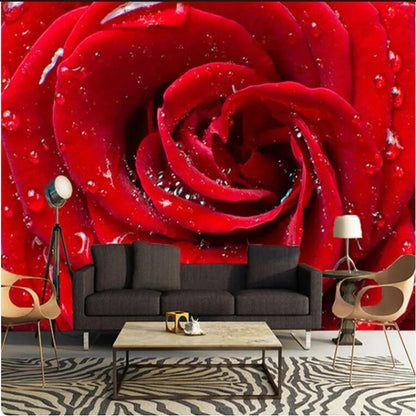 Minimalist Red Giant Red Rose Floral Wallpaper Wall Mural