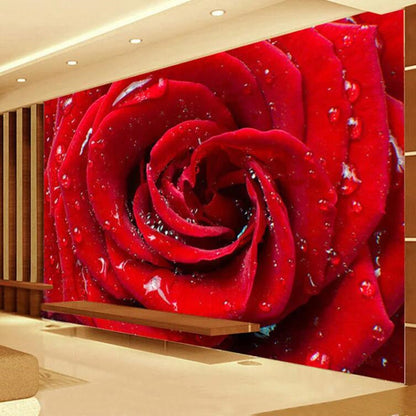 Minimalist Red Giant Red Rose Floral Wallpaper Wall Mural