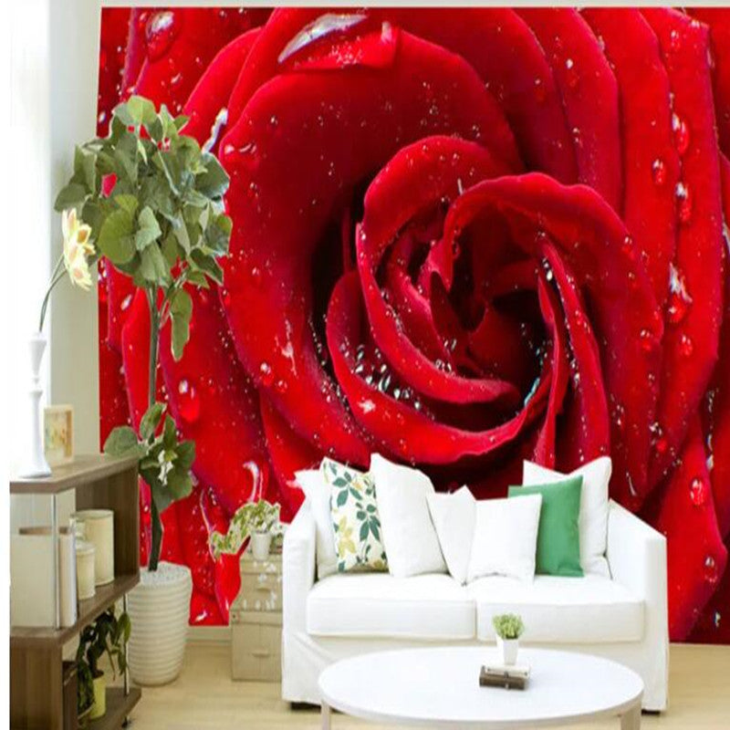 Minimalist Red Giant Red Rose Floral Wallpaper Wall Mural