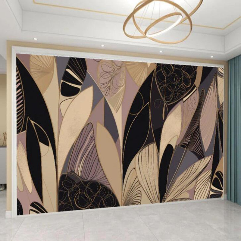 Modern Modern Abstract Brown Leaf Plants Wallpaper Wall Mural