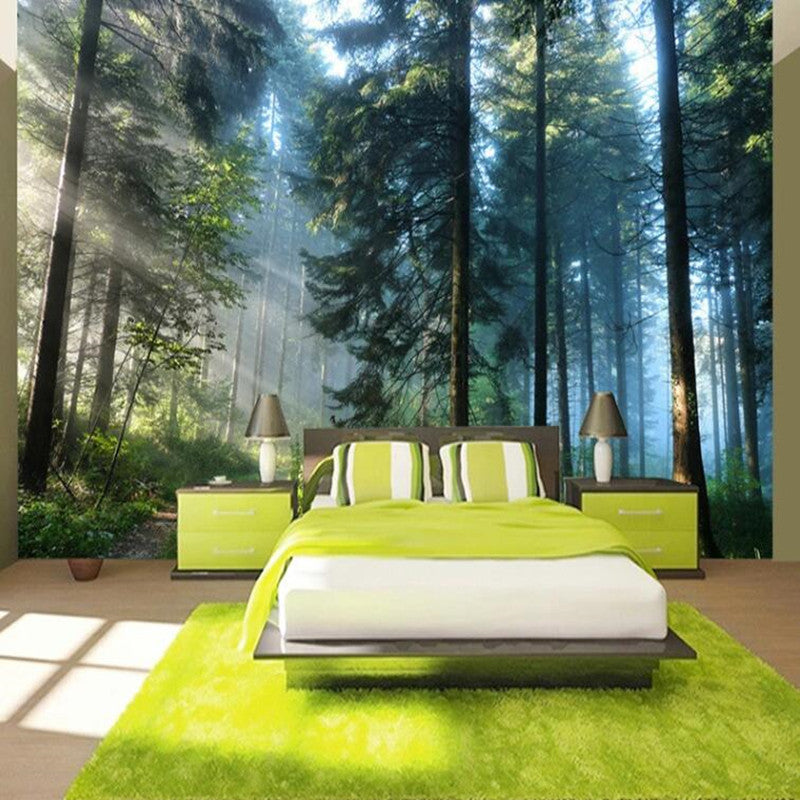 Green Natural Landscape Pine Trees Forest Wallpaper Wall Mural Home Decor