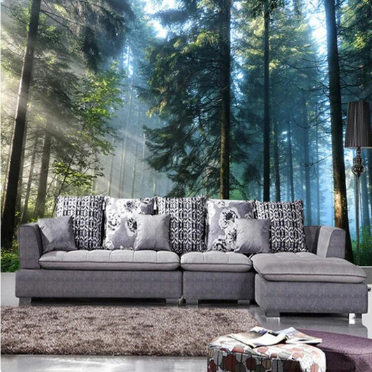 Green Natural Landscape Pine Trees Forest Wallpaper Wall Mural Home Decor