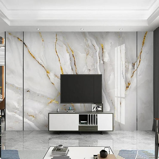 Modern Abstract Jazz White Marble Wallpaper Wall Mural Home Decor