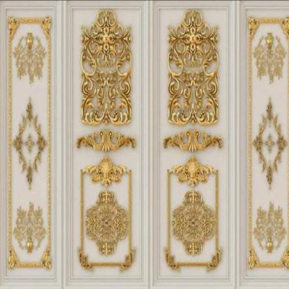 European Style 3D Stereo Gold Embossed Flowers Wallpaper Wall Mural