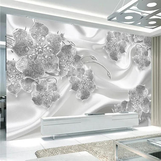 3D Stereo Jewelry Flowers Silk Wall Paper Living Room Bedroom Wallpaper Wall Mural