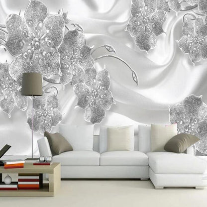 3D Stereo Jewelry Flowers Silk Wall Paper Living Room Bedroom Wallpaper Wall Mural