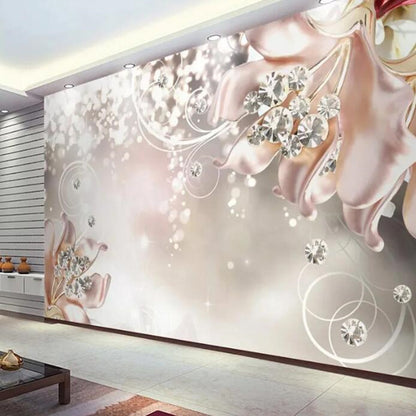 European Style 3D Stereo Jewelry Flowers Floral Wallpaper Wall Mural