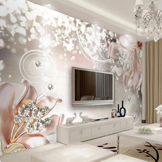 European Style 3D Stereo Jewelry Flowers Floral Wallpaper Wall Mural
