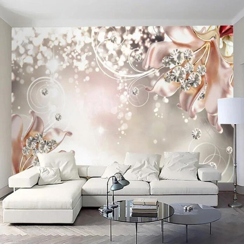 European Style 3D Stereo Jewelry Flowers Floral Wallpaper Wall Mural