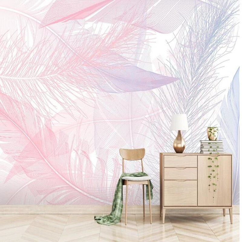 Modern Pink Feather Abstract Feathers Wallpaper Wall Mural