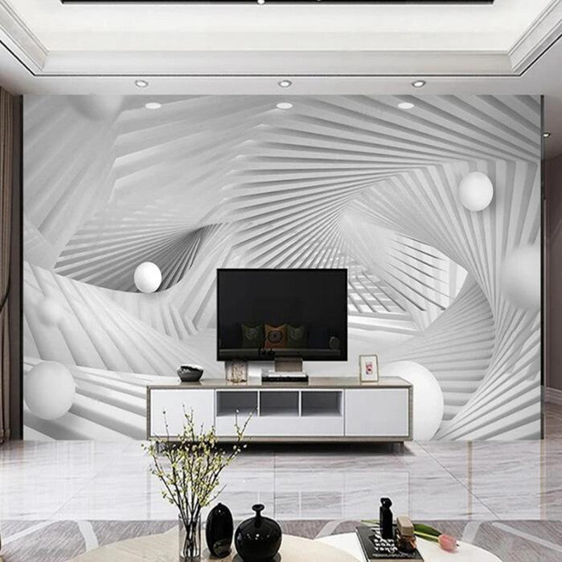 Modern Minimalist 3D Space Living Room TV Sofa Background Wallpaper Wall Mural