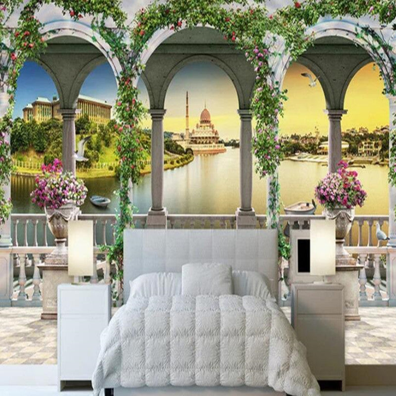 3D European Style Roman Column Nature Landscape Wallpaper Wall Mural