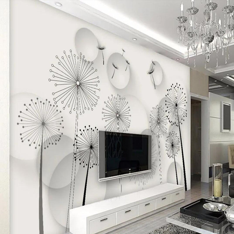 3D  Modern Minimalist Abstract Dandelion Wallpaper Wall Mural