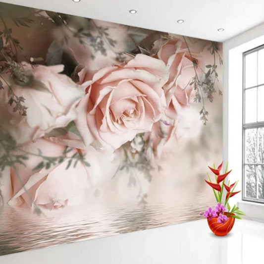 Pink Roses Flowers Floral Wallpaper Wall Mural Home Decor