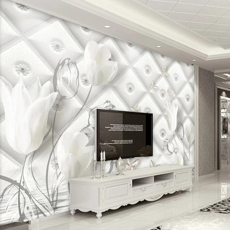 3D Photo Wallpaper Modern European Style White Calla Lily Flowers Floral Wallpaper Wall Mural