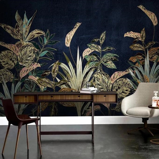 Tropical Plant Flowers Leaves Bedroom Living Room Wallpaper Wall Mural