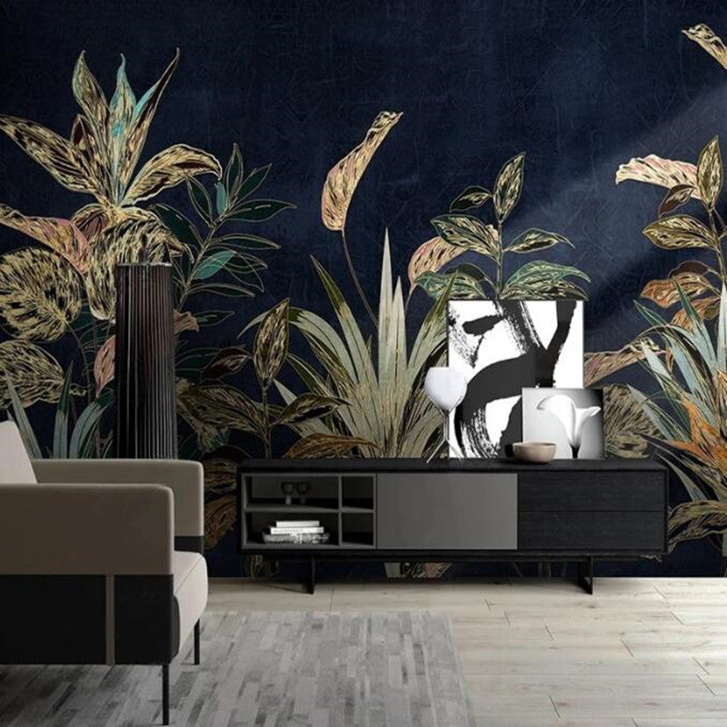Tropical Plant Flowers Leaves Bedroom Living Room Wallpaper Wall Mural