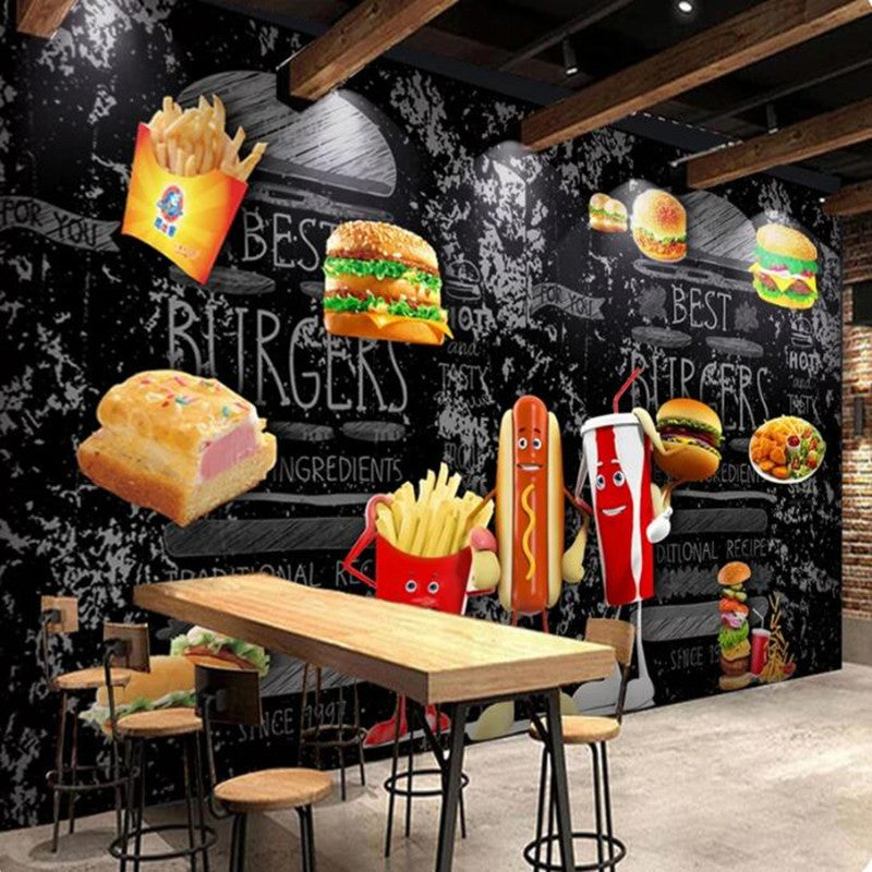 Bread Hamburger Fast Food Restaurant Pizza Shop Wallpaper Wall Mural
