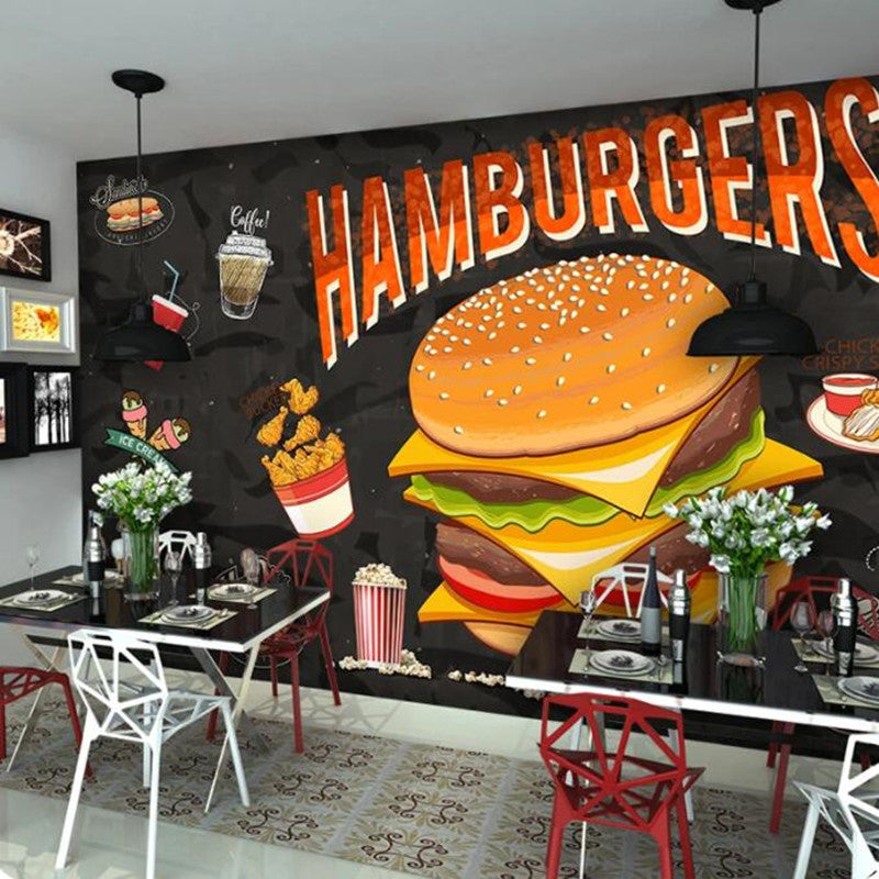 Western Burger Fried Chicken Fast Food Restaurant Food Wallpaper Wall Mural