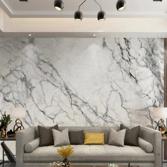 Modern European Imitation Grey White Marble Texture Wallpaper Wall Mural Home Decor