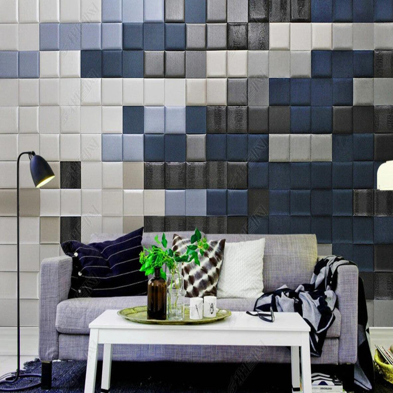 Original 3D Geometric Square Mosaic Modern Wallpaper Wall Mural