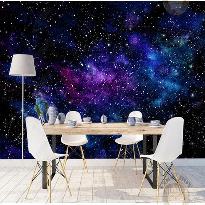 Original Blue Purple Fantasy Starry Sky, Universe, Abstract Stars Wallpaper Wall Mural