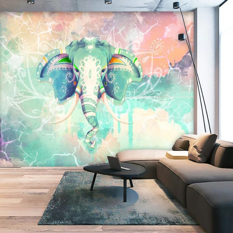 Watercolor Elephant Wallpaper Wall Mural Home Decor
