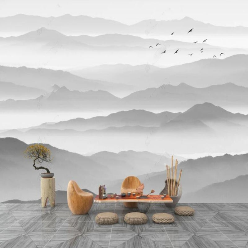 Grey Ombre Mountains Nature Landscape Wallpaper Wall Mural Home Decor