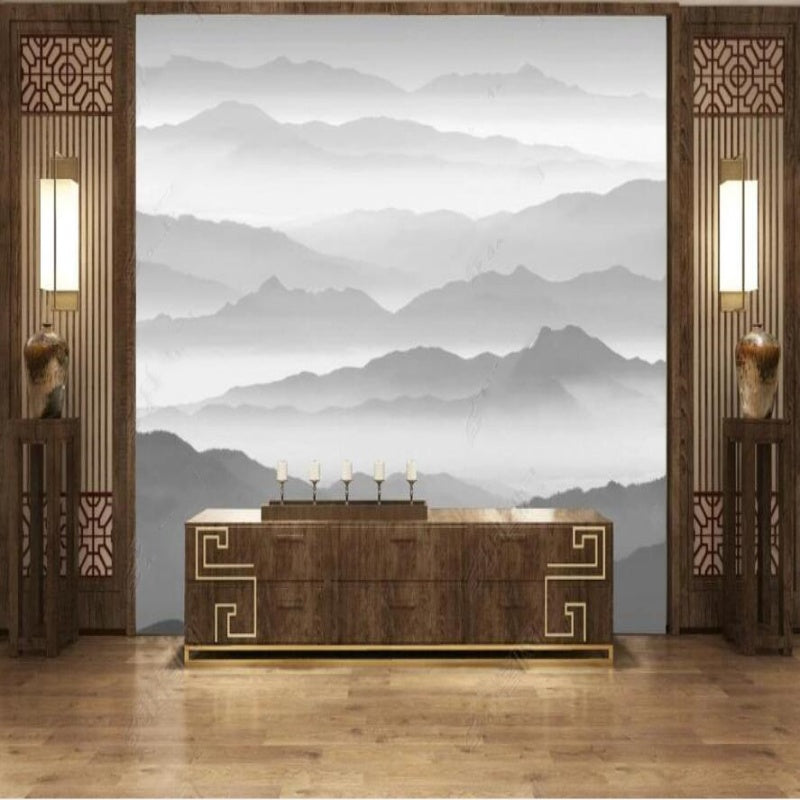 Grey Ombre Mountains Nature Landscape Wallpaper Wall Mural Home Decor