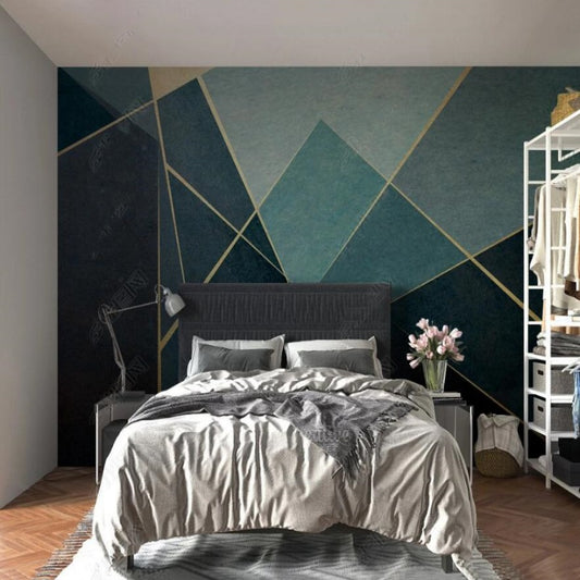 Green and Blue Simple Geometry Wallpaper Wall Mural Home Decor