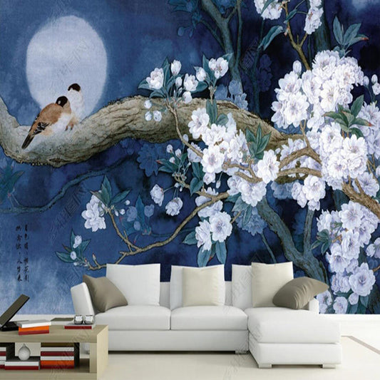 Chinoserie Retro Flowers and Birds Wall Covering Wallpaper Wall Mural