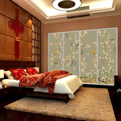 Chinoserie Cherry Blossom Vines Flowers and Birds Wall Covering Wallpaper Wall Mural