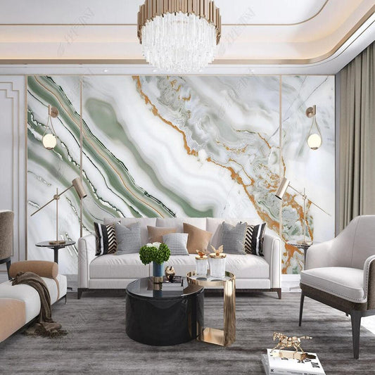Abstract Modern Jazz White Marble Wallpaper Wall Mural Home Decor
