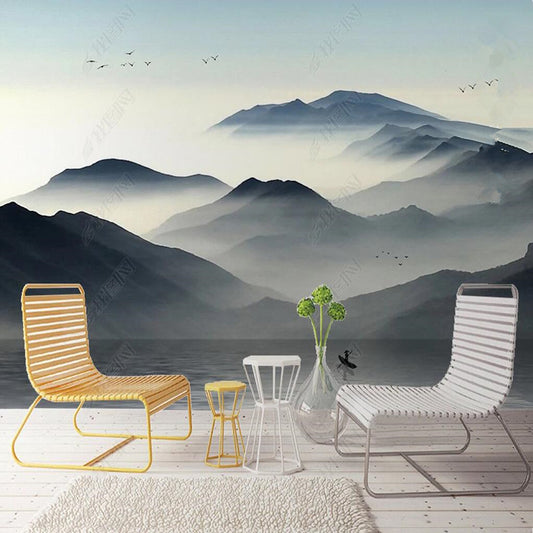 Foggy Gray Mountains Nature Landscape Wallpaper Wall Mural Home Decor
