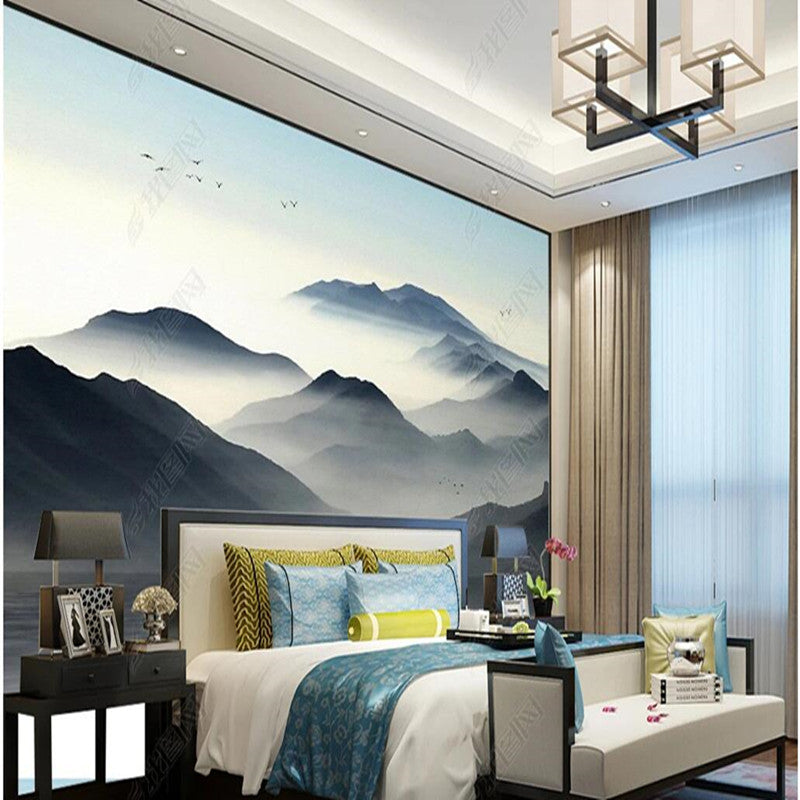 Foggy Gray Mountains Nature Landscape Wallpaper Wall Mural Home Decor