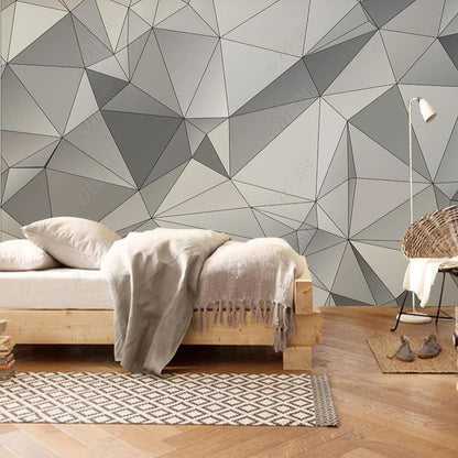 Modern Grey Geometry Wallpaper Wall Mural Home Decor