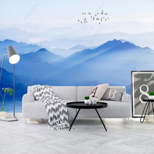 Foggy Blue Mountains Nature Landscape Wallpaper Wall Mural Home Decor