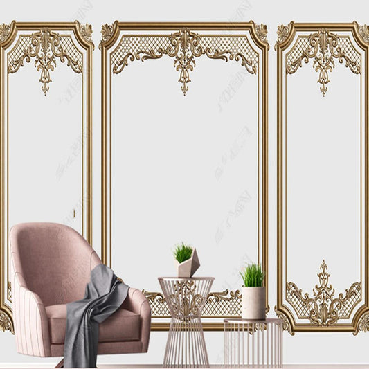 Original European Style Gold Door Frame Imitation Wallpaper Wall Mural Wall Decor
