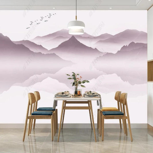 Foggy Ombre Brown Mountains Nature Landscape Wallpaper Wall Mural Home Decor