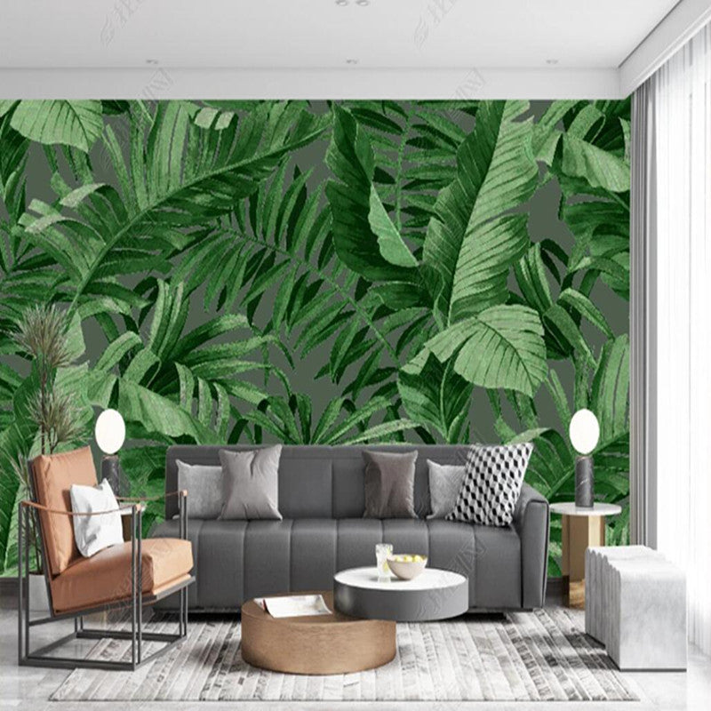 Modern Green Plants Forest Green Leaves Wallpaper Wall Mural Home Decor