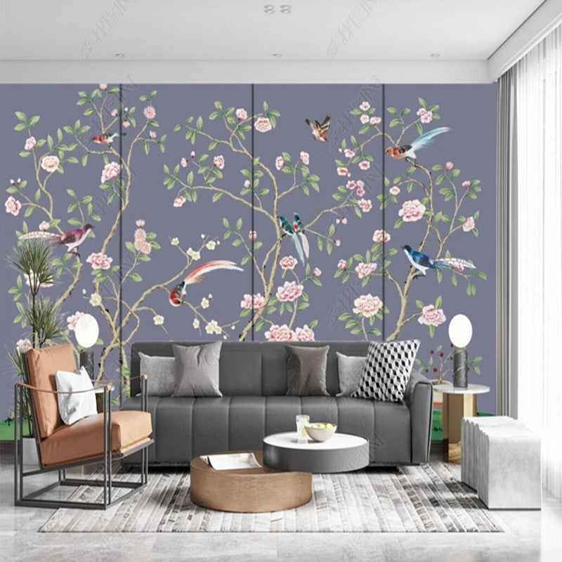 Chinoserie Peonies Blossom Vines Flowers and Birds Wall Covering Wallpaper Wall Mural