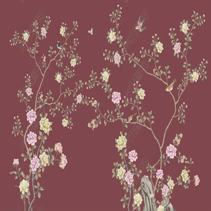 Chinoiserie Peonies Flowers Blossom Branch Flowers and Birds Wallpaper Wall Mural